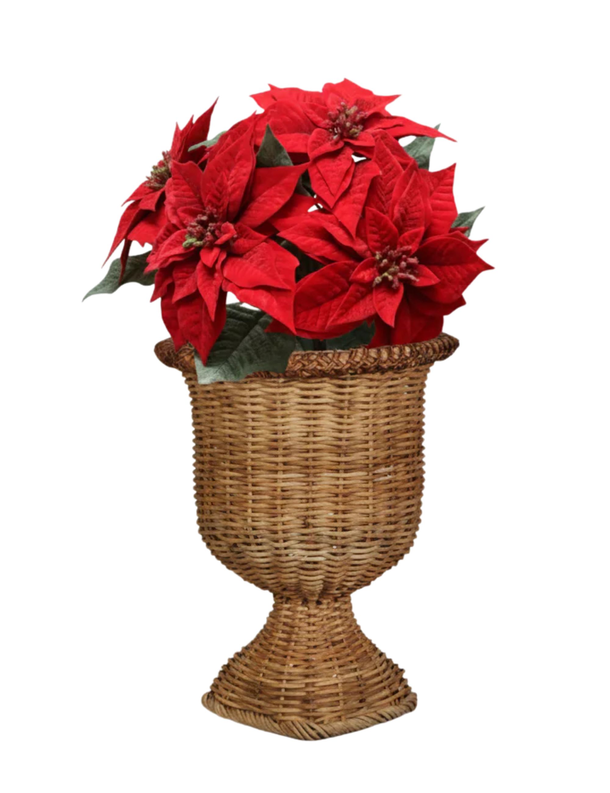 Buisson de fleurs de poinsettia de Noël artificiel rouge