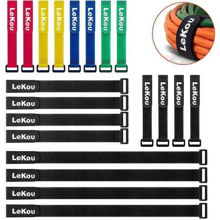 Attaches de câble Lekou Sangles Velcro Organisateur de cordon réglable Attaches zippées Paquet de 20