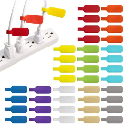 Étiquettes de câble de stockage Wrap-It - Moyen (paquet de 40) multicolores - Écrivez sur les étiquettes de cordon pour la gestion et l'identification des fils
