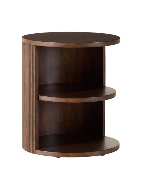 Table d'appoint cannelée en bois marron Colosseo