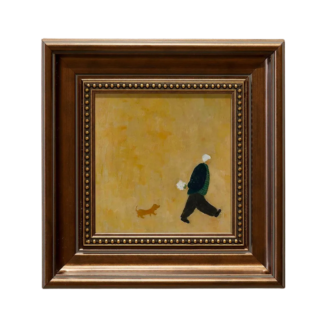 Theas Art Corner, 'Un plat principal avec un chien' Peinture à l'huile avec cadre vintage