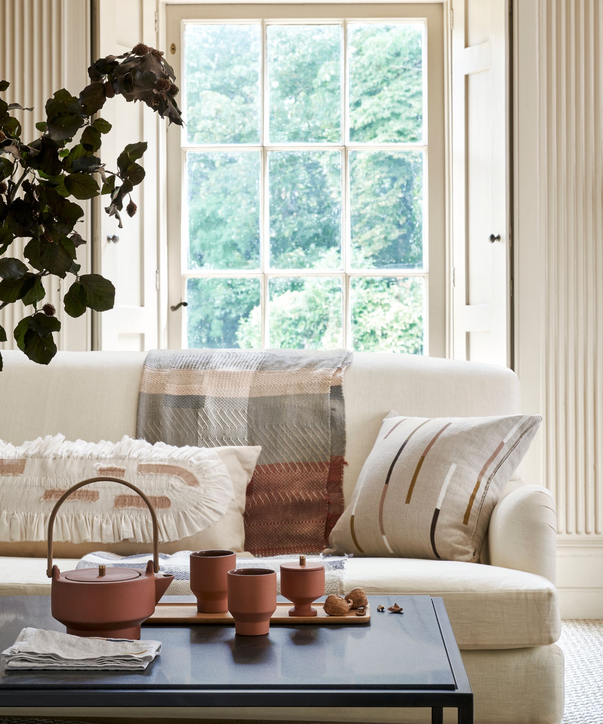 Salon neutre et confortable