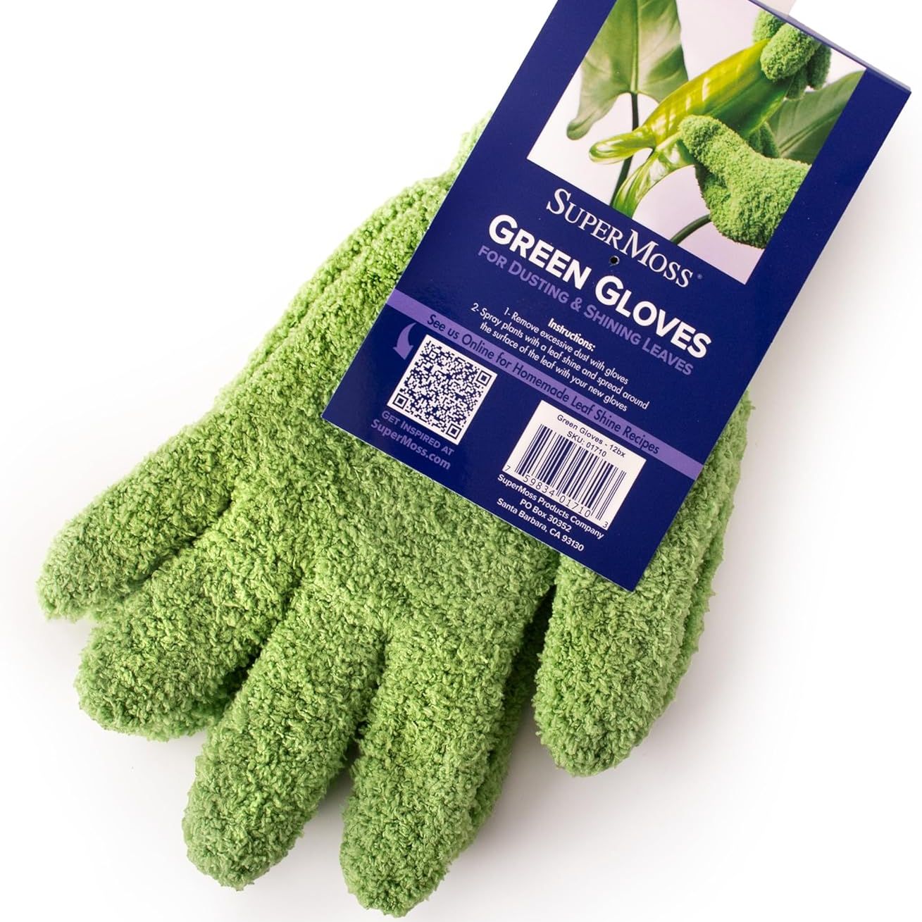 Supermoss (01710) Gants d’époussetage en microfibre pour plantes &ndash; Brillance douce des feuilles et amp; Nettoyant pour plantes d'intérieur, accessoires d'entretien des plantes d'intérieur réutilisables, gants d'époussetage durables et lavables, ajustement universel, vert