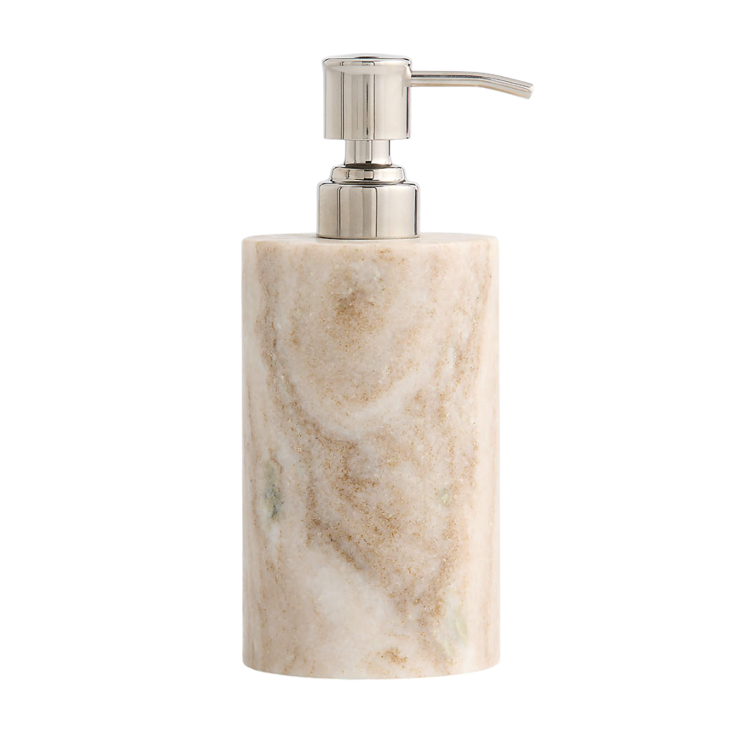 Pompe à savon en marbre beige toscan