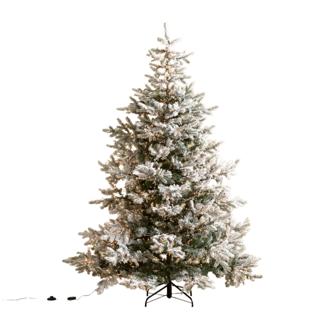 7' Faux arbre illuminé enneigé Grandis Fir