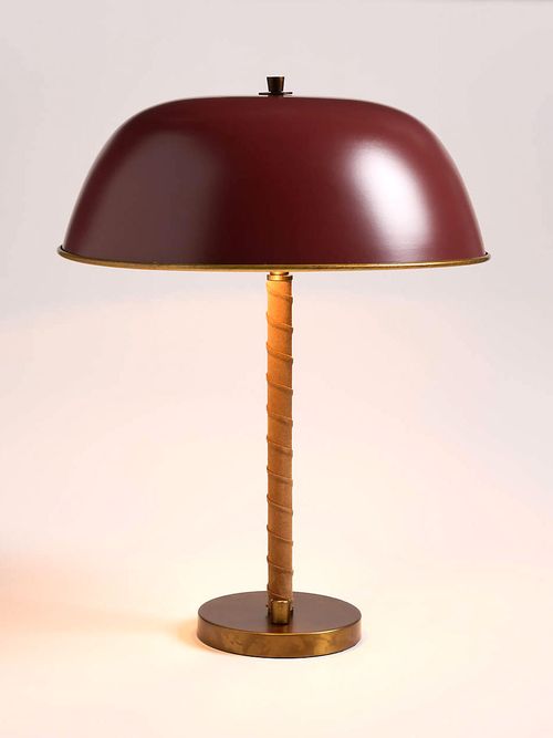Lampe de Bureau Dalton en Daim Marron et Dôme en Métal par Jake Arnold