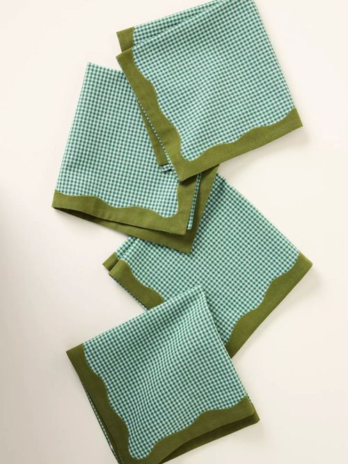 Serviettes à bordure festonnée Ruby, ensemble de 4