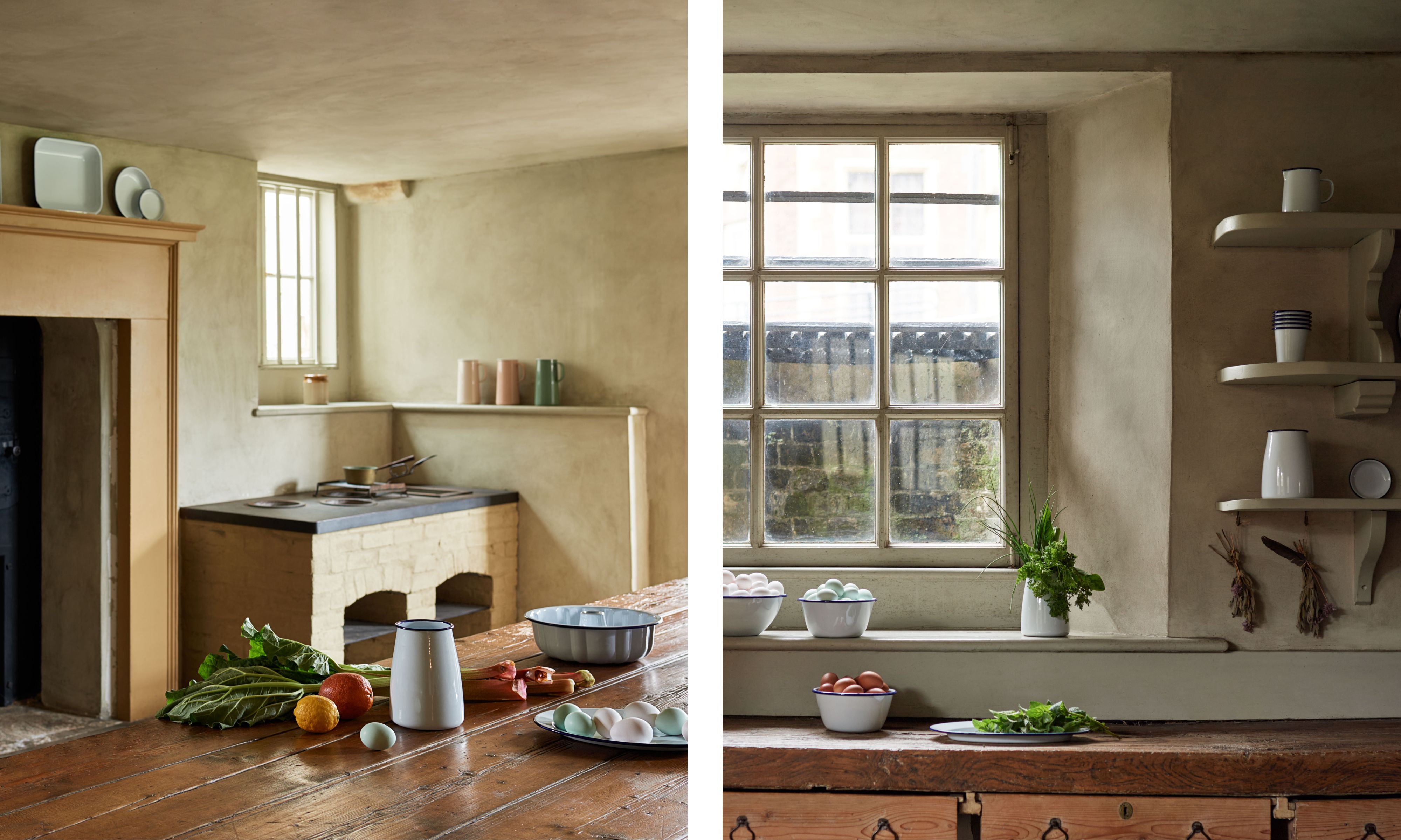 Falcon Emailware dans une cuisine de ferme rustique