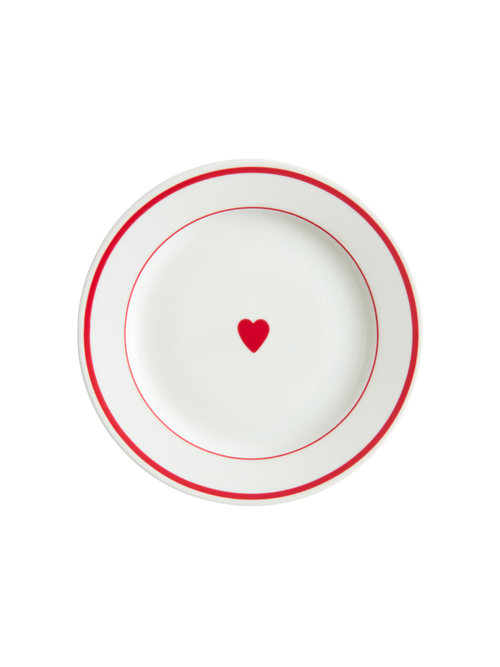 Assiette En Porcelaine Coeur Rouge