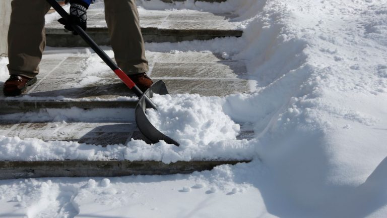 N’attendez pas ! Voici à quelle fréquence vous devriez pelleter la neige pendant une tempête, révèlent les experts Shovelling snow from steps