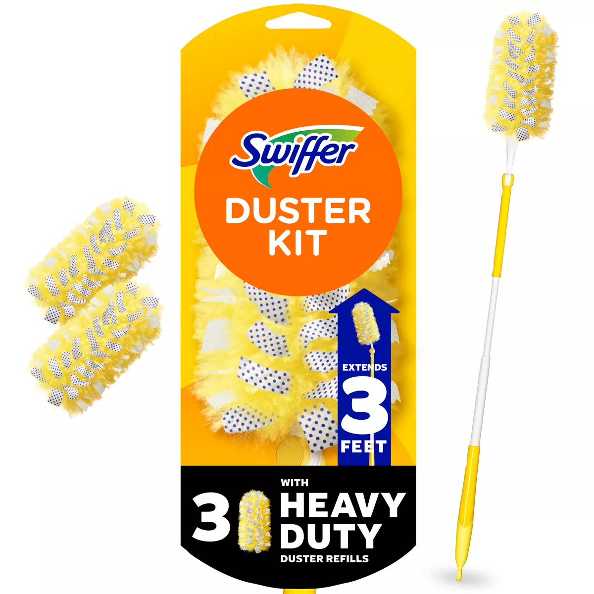 Swiffer Dusters Kit d'époussetage robuste avec poignée extensible et recharge de plumeau – 4 carats