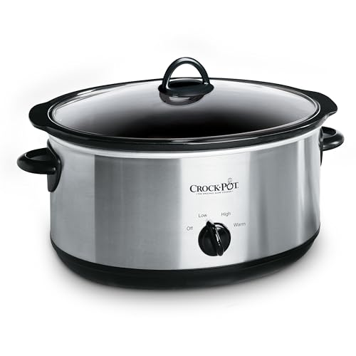Mijoteuse manuelle ovale Crock-Pot de 7 litres, en acier inoxydable (scv700-S-Br), batterie de cuisine polyvalente pour les grandes familles ou les réceptions