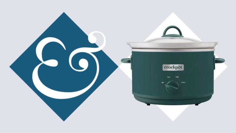 Crock-Pot slow cooker on Homes &amp; Gardens blue and white background