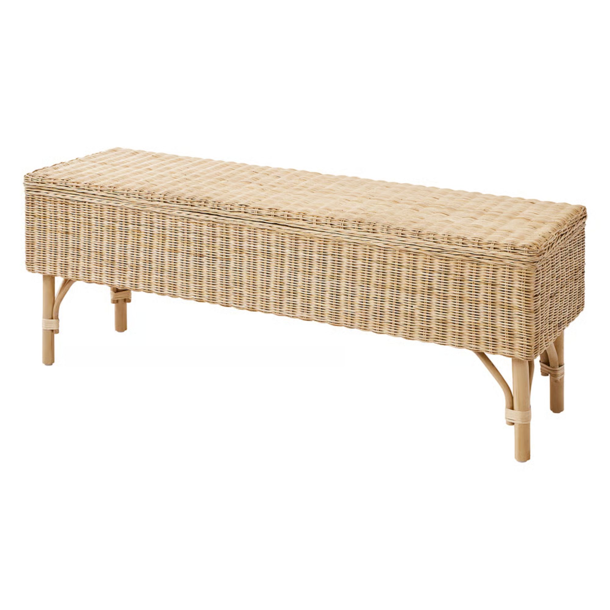 Banc TOLKNING en rotin IKEA avec rangement