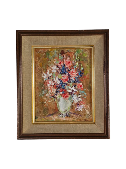 Nature Morte Huile à Bord Peinture Florale 