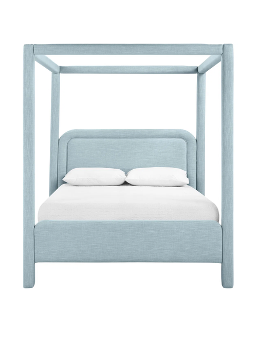 Lit rembourré en tissu texturé en lin Baer 