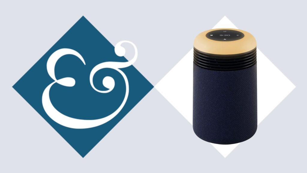J’ai enfin arrêté de me réveiller encombré grâce à ce purificateur silencieux qui sert également d’alarme au lever du soleil Blueair Mini Restful air purifier sunrise alarm clock on tile background next to Homes & Gardens '&' logo.