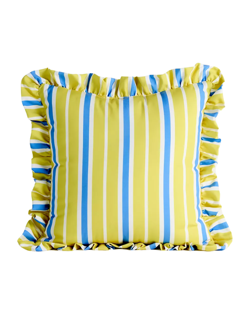 Coussin d’extérieur à volants rayé