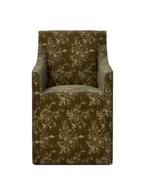 Housse de chaise Sakarias avec accoudoirs en chenille olive vintage