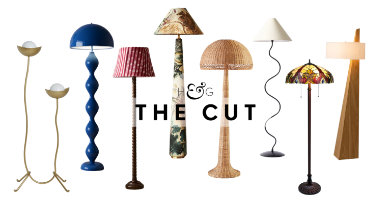 24 lampadaires tendance à faible engagement, à fort impact et qui ajouteront un point focal instantané à une pièce an assortment for floor lamps in various colors, shapes, and styles