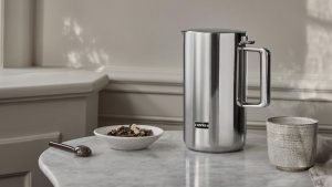Aarke Kettle on a kitchen counter.