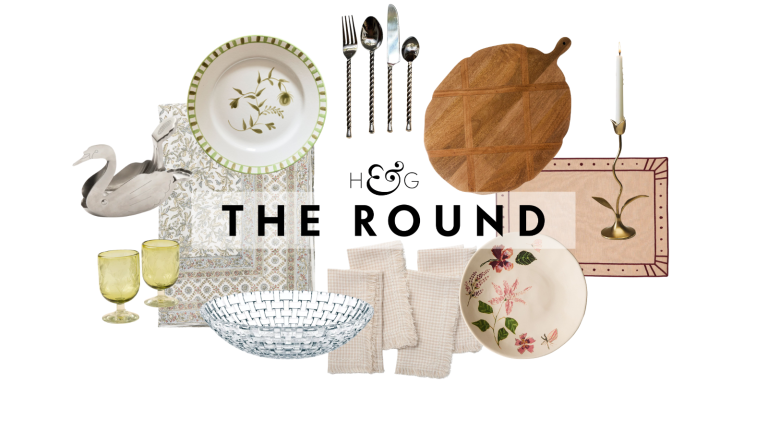 an assortment of table decor consisting of plates, bowls, boards, linens, and glassware