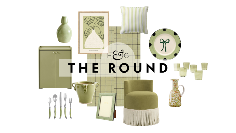 an assortment of home decor in shades of pistachio green