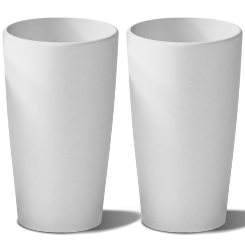 Snugniture Lot de 2 pots de fleurs ronds de 55,9 cm, grand pot pour plantes d'intérieur et d'extérieur, pots de fleurs modernes, grand pot de fleurs décoratif, blanc