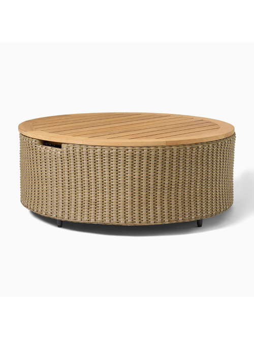 Table basse de rangement d'extérieur en teck Cassis