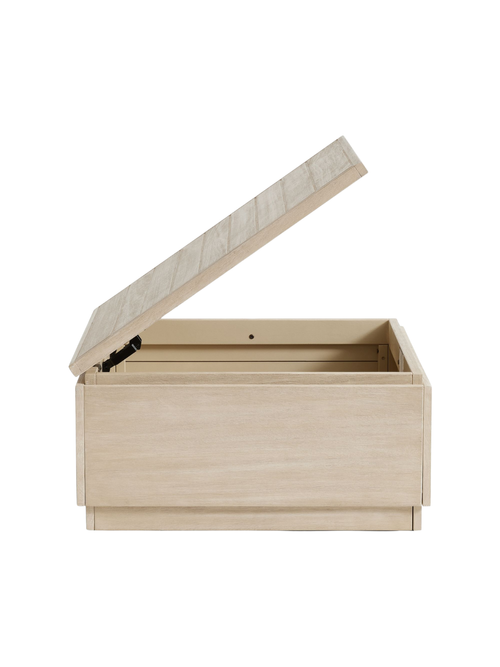 Table basse d'extérieur à plateforme moderne Indio Eucalyptus avec rangement