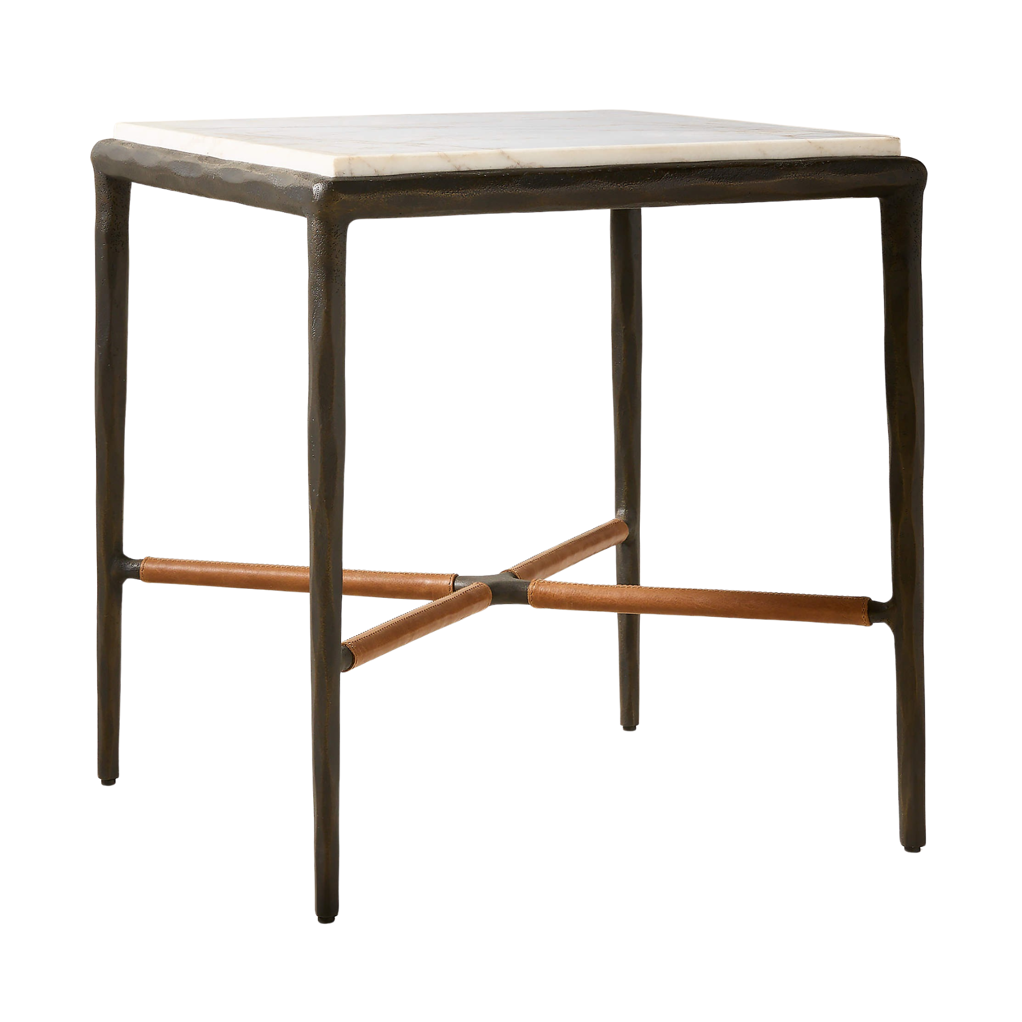 une table d'appoint en acier et marbre
