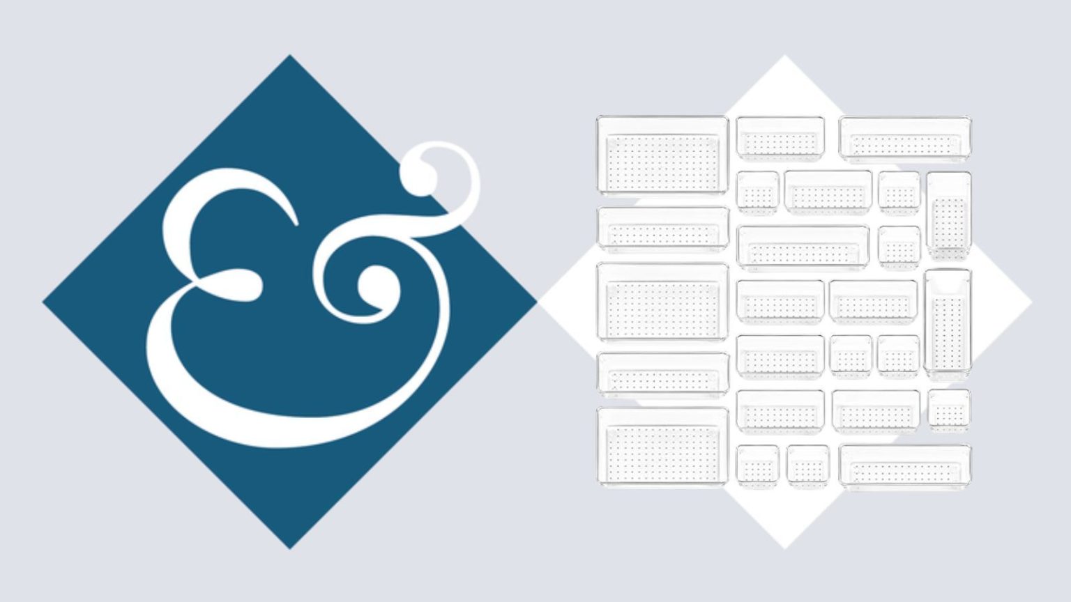 Blue and white ampersand and diamond H&amp;G template a clear set of plastic Amazon trays