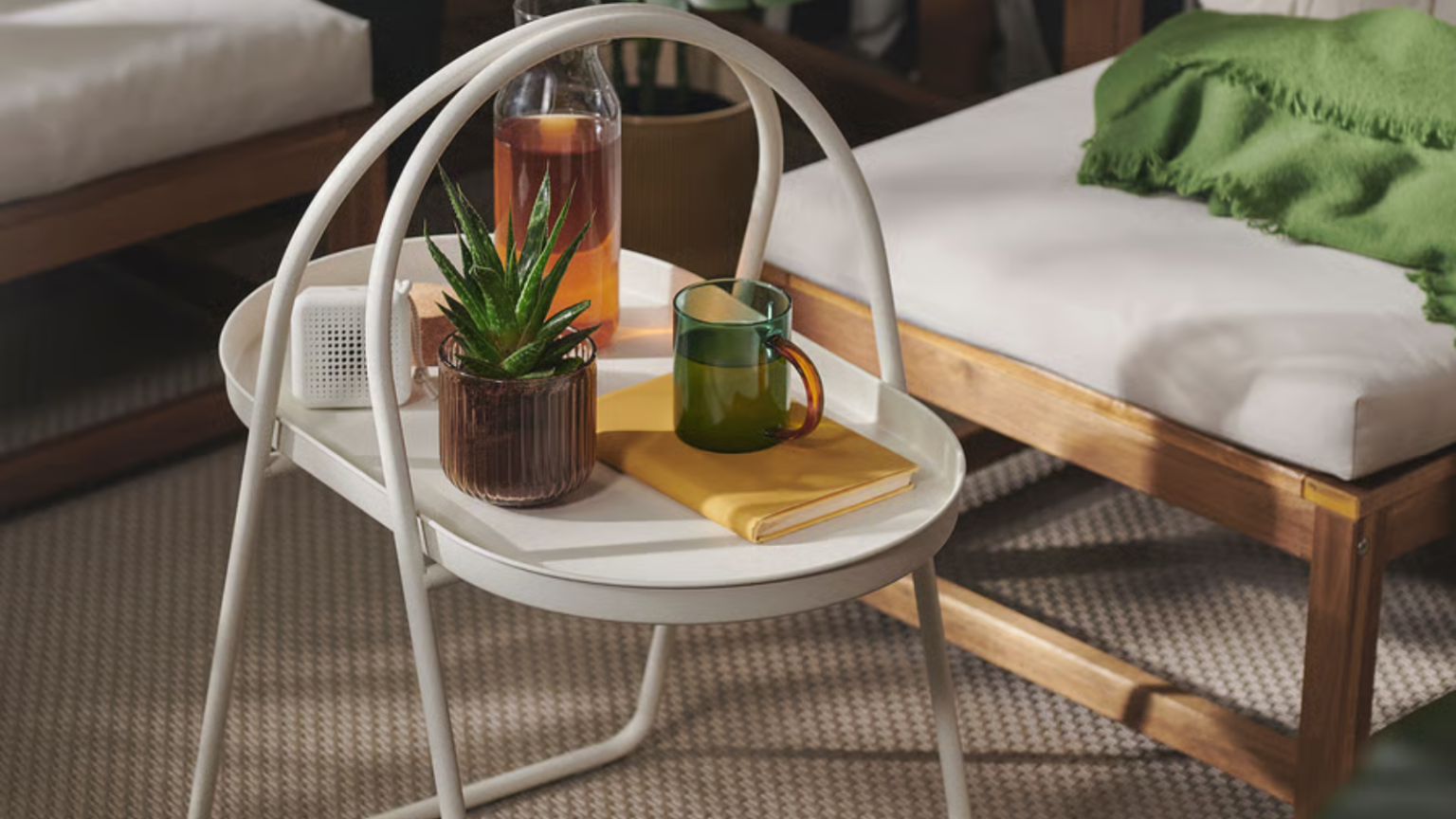a portable outdoor coffee table with handles