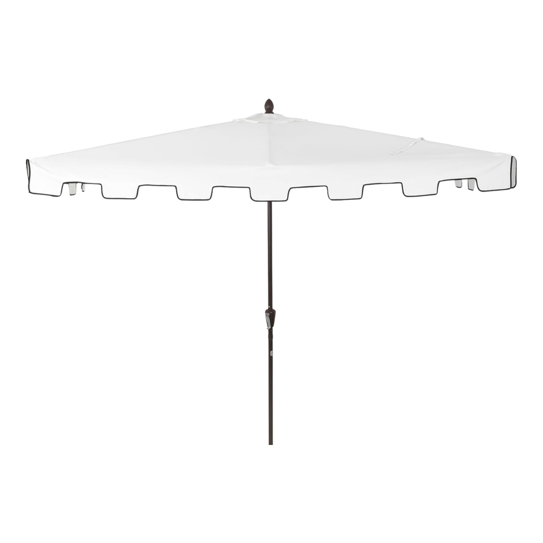 Jonathan Y Sidney Coastal 9 pieds. Demi-parapluie blanc pour terrasse extérieure, pare-soleil mural rectangulaire peu encombrant avec manivelle, protection UV pour balcon, terrasse, poteau marron foncé Umb1200d