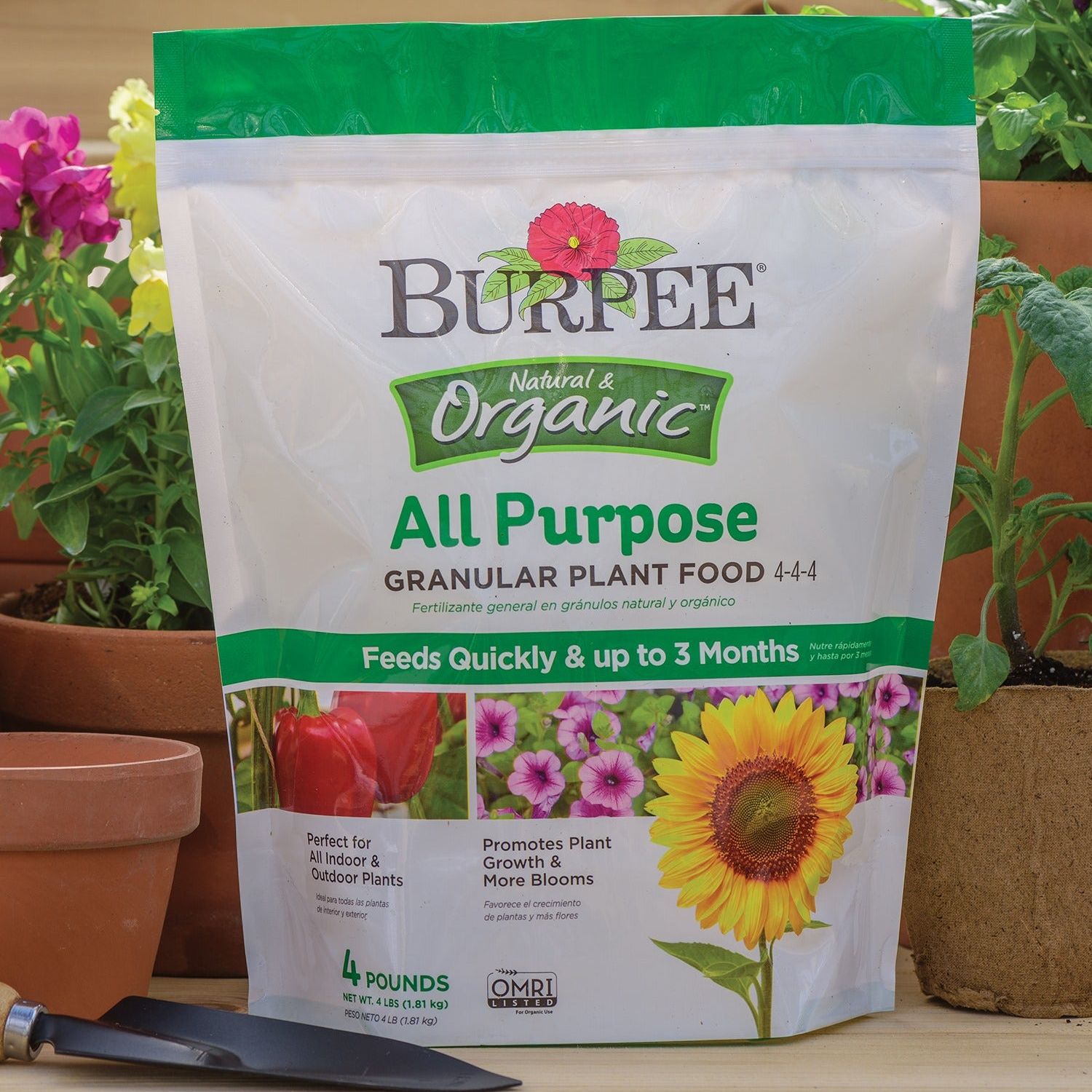 Burpee Engrais granulaire tout usage naturel biologique pour plantes 4-4-4