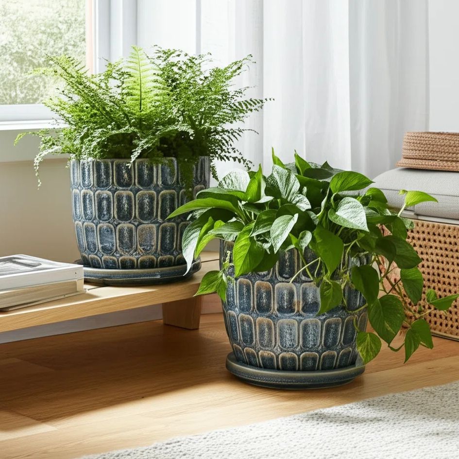 Jardinières en céramique bleues Wayfair