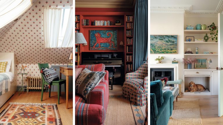 Ils ont presque déménagé – au lieu de cela, ils ont fait appel à Laura Stephens pour redonner du plaisir dans cette maison londonienne désormais joyeuse a trio of images of a london home decorated by Laura Stephens