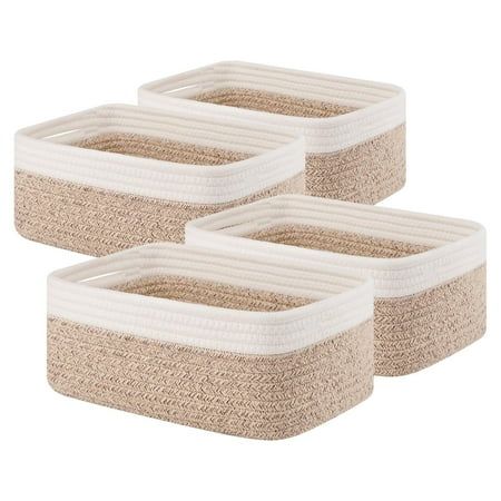 Cherishgard – lot de 4 paniers de rangement tissés et panier en corde de coton pour jouets, livres et couvertures