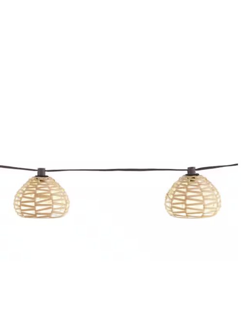 Guirlande lumineuse LED en rotin à 10 lumières, 10 pi, extérieur/intérieur, ampoule ronde enfichable