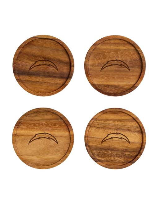 NFL Los Angeles Chargers Tondo Dessous de verre en bois d'acacia, lot de 4