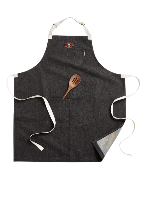 Tablier de cuisine en coton biologique noir NFL San Francisco 49ers avec poches