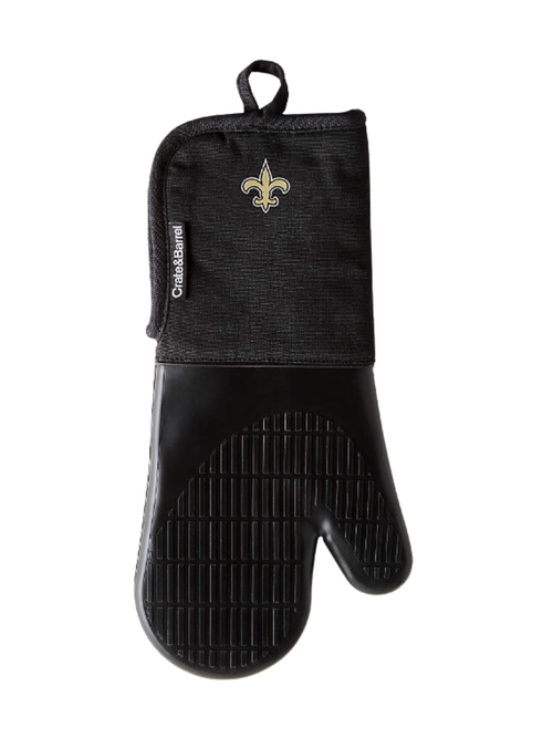 Gant de cuisine en coton biologique noir NFL New Orleans Saints avec poignée en silicone