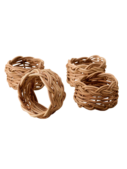 Rond de serviette en rotin, lot de 4