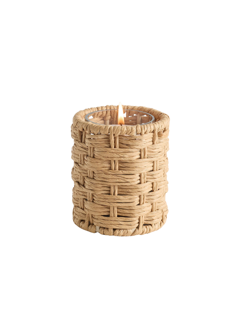 Bougie en rotin - Fleur côtière et sauge