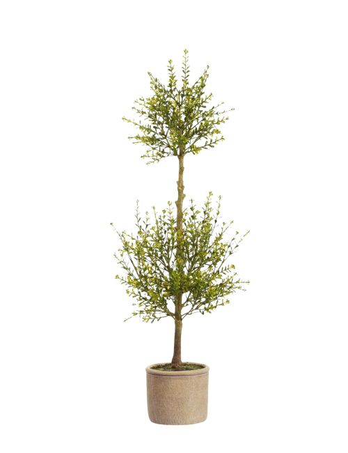 Plante topiaire artificielle à feuilles de myrte dans un pot en ciment