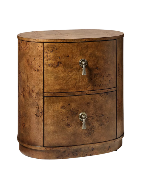 Seuil conçu avec la table de nuit à 2 tiroirs en bois Burled Studio McGee