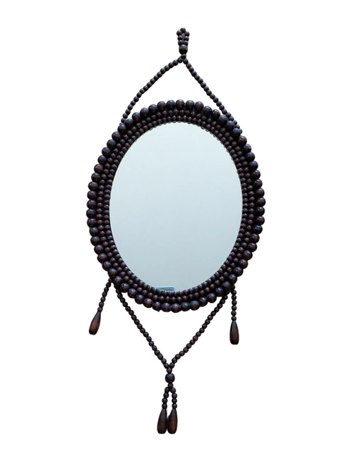   Miroir suspendu bohème avec détails de pompons