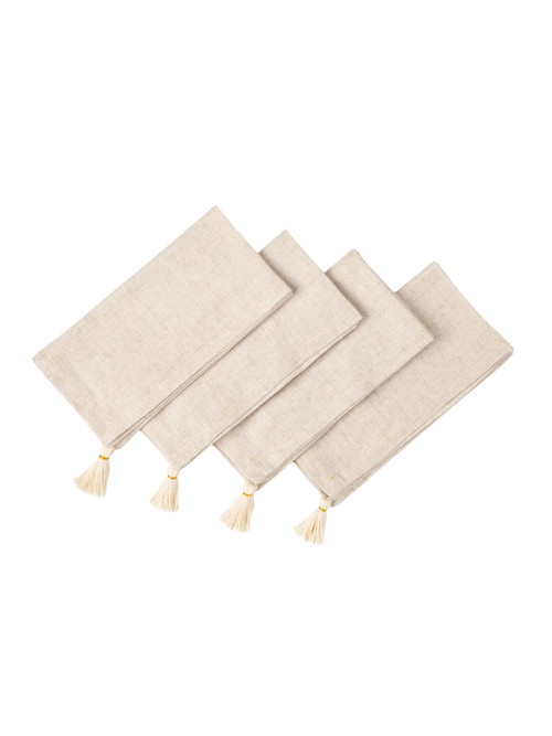 Serviettes à pompons, ensemble de 4