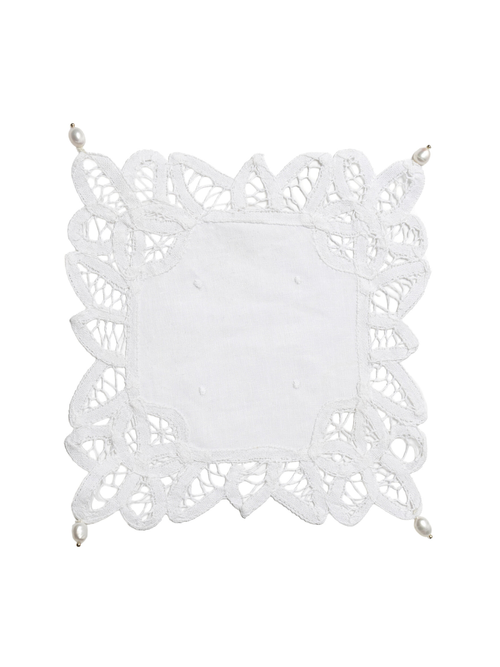 Napperon Carré En Dentelle Avec Perles