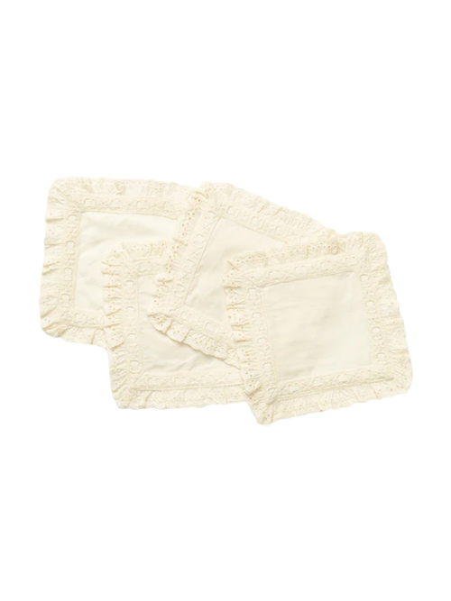 Serviettes de cocktail à bordure en dentelle (lot de 4)